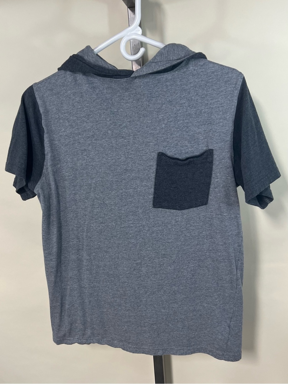 Fission Boy XL 18 Grey Color Block Hoodie T Shirt 100% Cotton
